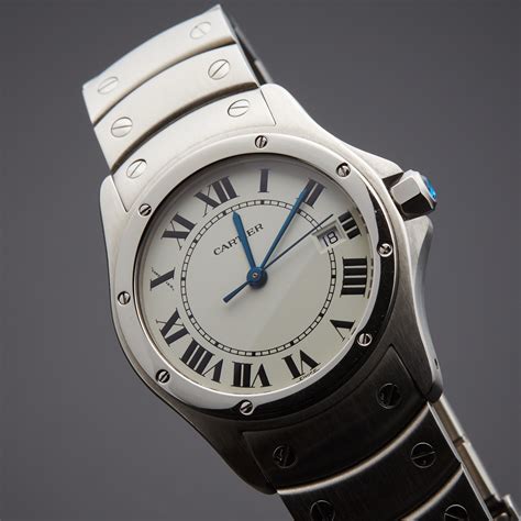 mens cartier santos pre owned|santos de cartier quartz round.